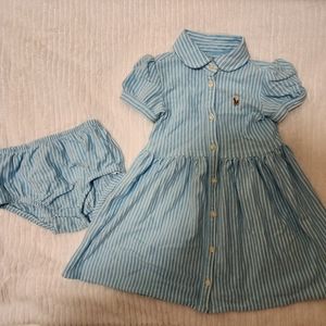 Polo Ralph Lauren Baby Girls Striped Oxford Shirtdress 24mos